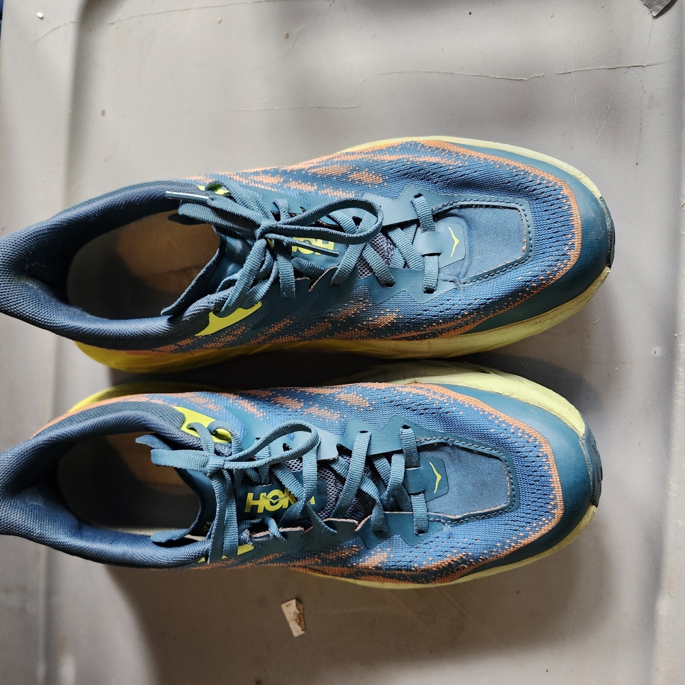 Hoka Blue and Yellow Running Shoes